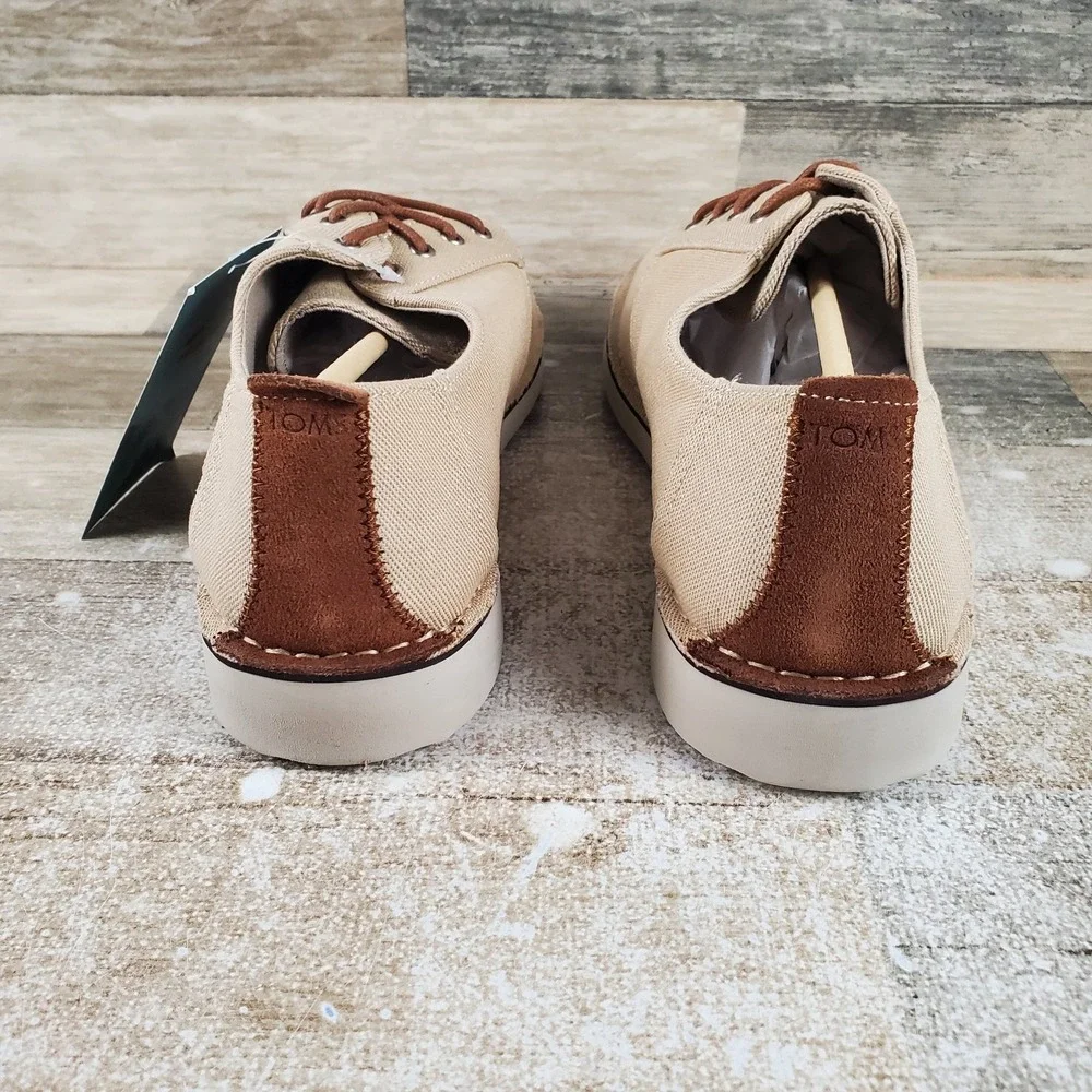 Toms Preston Mens Dress Shoes Sz 11 Beige Canvas Natural Textured Twill Oxford